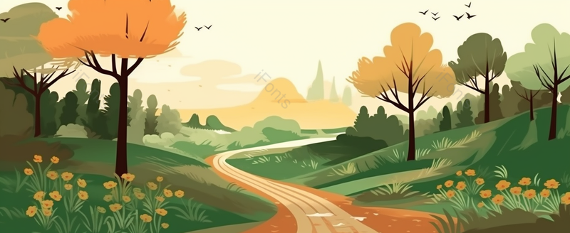 大自然下的美丽的田园风景,插画/手绘图,插画/手绘图库,插画/手绘图下载,插画/手绘